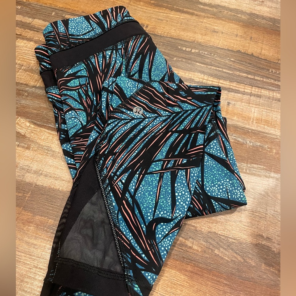 Lulu lemon full length high rise speed tropical print green and pink legging